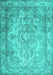 Machine Washable Abstract Turquoise Contemporary Area Rugs, wshcon601turq