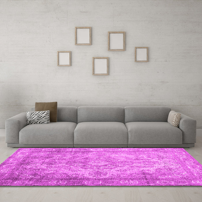 Machine Washable Abstract Pink Contemporary Rug in a Living Room, wshcon601pnk