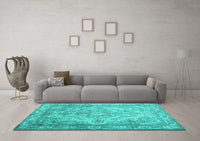 Machine Washable Abstract Turquoise Contemporary Rug, wshcon601turq