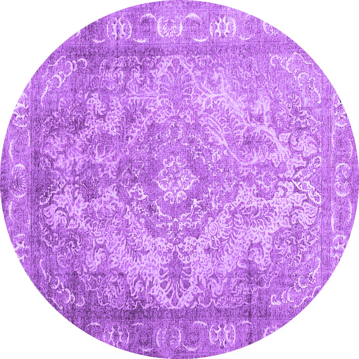 Round Abstract Purple Contemporary Rug, con601pur