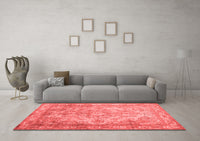 Machine Washable Abstract Red Contemporary Rug, wshcon601red