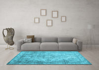 Machine Washable Abstract Light Blue Contemporary Rug, wshcon601lblu