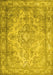 Machine Washable Abstract Yellow Contemporary Rug, wshcon601yw