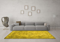 Machine Washable Abstract Yellow Contemporary Rug, wshcon601yw