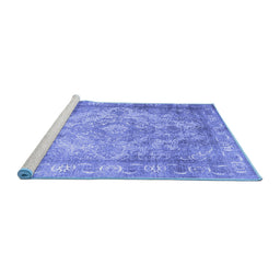 Sideview of Machine Washable Abstract Blue Contemporary Rug, wshcon601blu