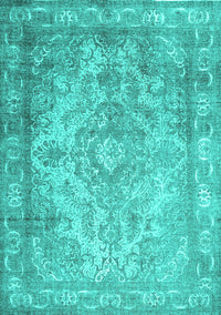 Abstract Turquoise Contemporary Rug, con601turq