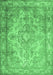 Machine Washable Abstract Emerald Green Contemporary Area Rugs, wshcon601emgrn