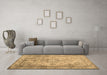 Machine Washable Abstract Brown Contemporary Rug in a Living Room,, wshcon601brn