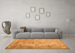 Machine Washable Abstract Orange Contemporary Area Rugs in a Living Room, wshcon601org