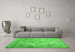 Machine Washable Abstract Green Contemporary Area Rugs in a Living Room,, wshcon601grn