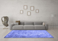 Machine Washable Abstract Blue Contemporary Rug, wshcon601blu