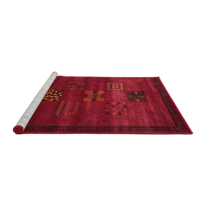 Serging Thickness of Machine Washable Contemporary Saffron Red Rug, wshcon602