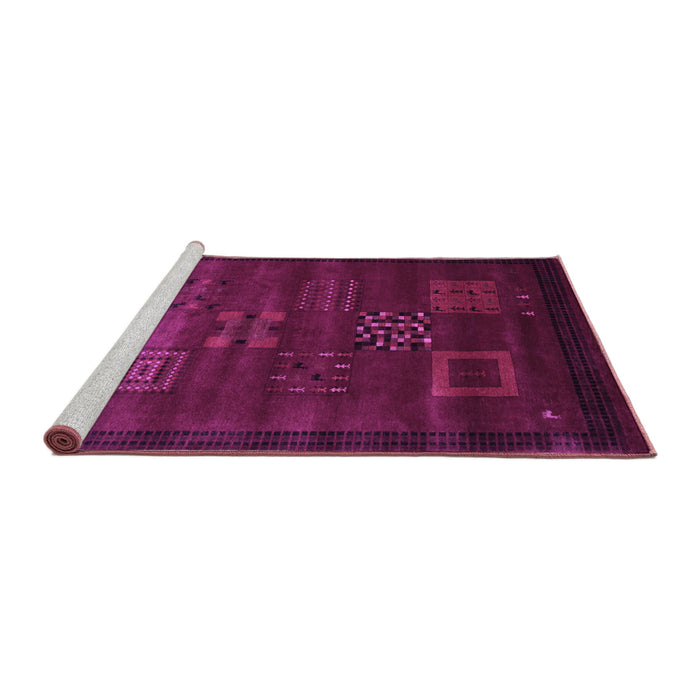 Sideview of Machine Washable Abstract Purple Contemporary Area Rugs, wshcon602pur