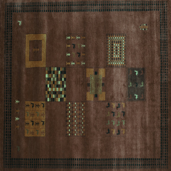 Square Abstract Turquoise Contemporary Rug, con602turq