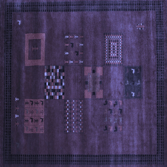 Square Machine Washable Abstract Blue Contemporary Rug, wshcon602blu