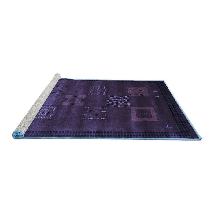 Sideview of Machine Washable Abstract Blue Contemporary Rug, wshcon602blu