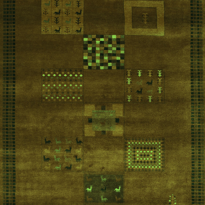 Serging Thickness of Machine Washable Abstract Green Contemporary Area Rugs, wshcon602grn