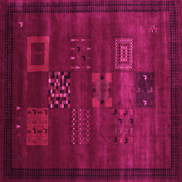 Square Machine Washable Abstract Pink Contemporary Rug, wshcon602pnk