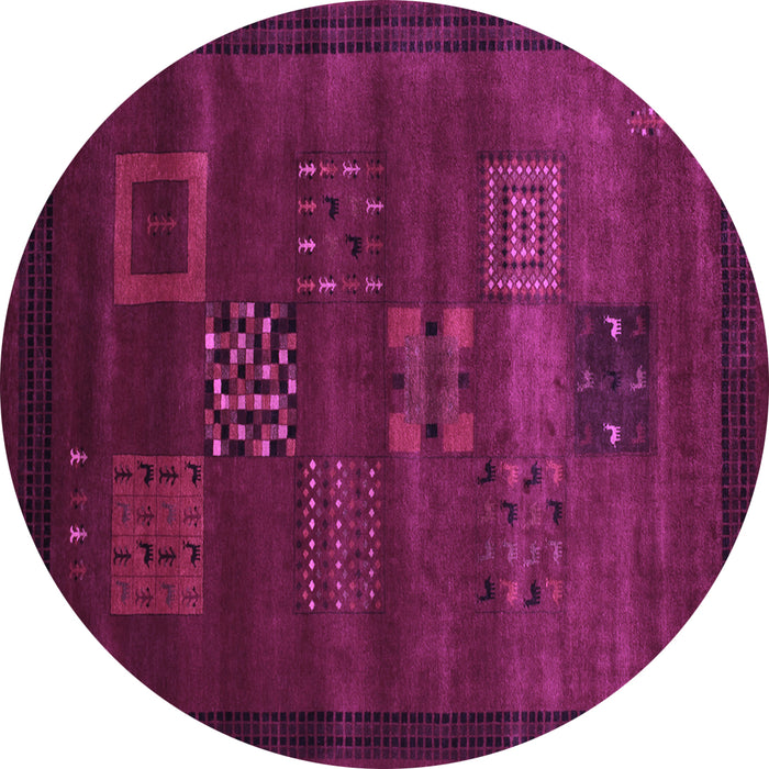 Round Abstract Purple Contemporary Rug, con602pur