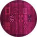 Round Abstract Pink Contemporary Rug, con602pnk