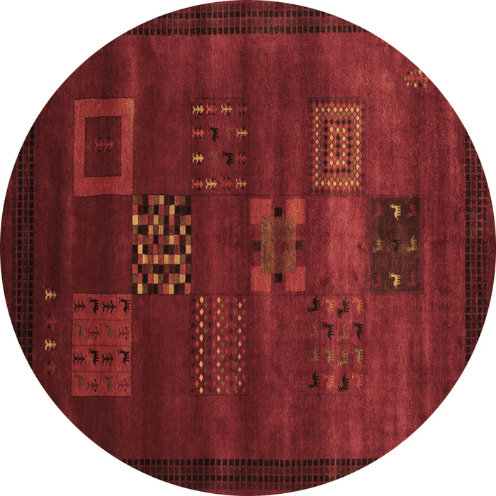 Round Abstract Brown Contemporary Rug, con602brn