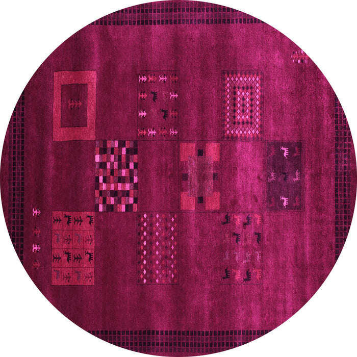 Round Machine Washable Abstract Pink Contemporary Rug, wshcon602pnk