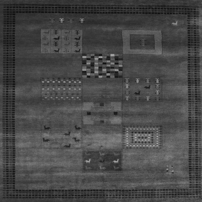 Round Machine Washable Abstract Gray Contemporary Rug, wshcon602gry