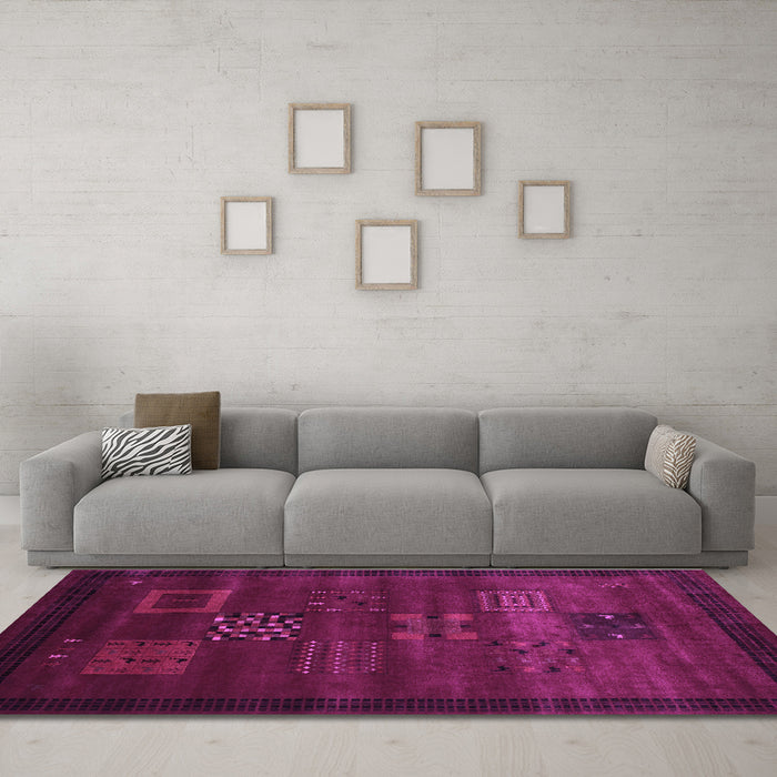 Machine Washable Abstract Purple Contemporary Area Rugs in a Living Room, wshcon602pur