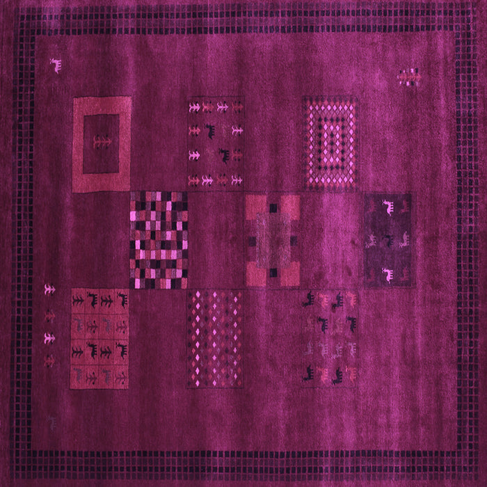 Square Abstract Purple Contemporary Rug, con602pur