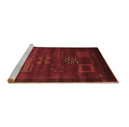 Sideview of Machine Washable Abstract Brown Contemporary Rug, wshcon602brn