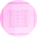 Round Machine Washable Solid Pink Modern Rug, wshcon603pnk