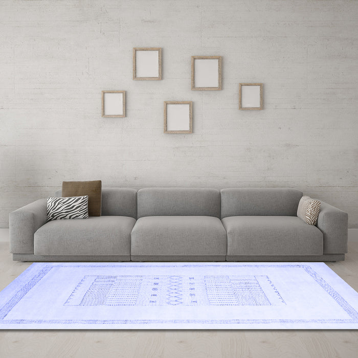 Machine Washable Solid Blue Modern Rug in a Living Room, wshcon603blu