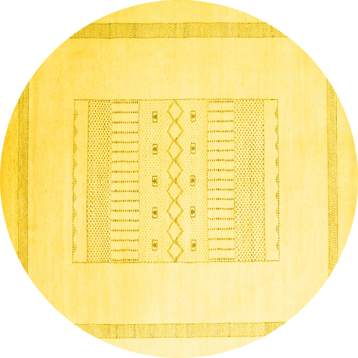 Round Solid Yellow Modern Rug, con603yw