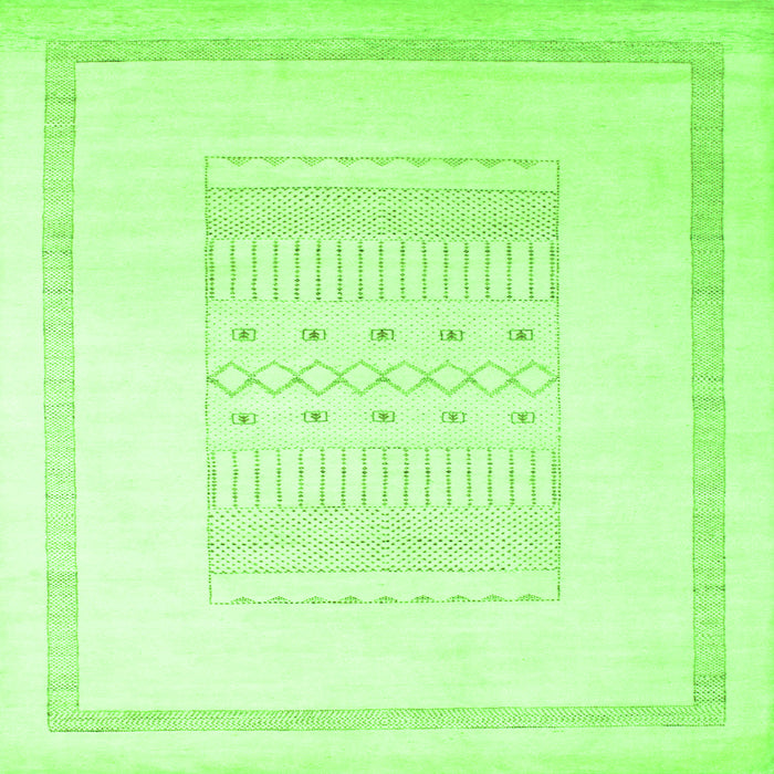 Round Machine Washable Solid Green Modern Area Rugs, wshcon603grn