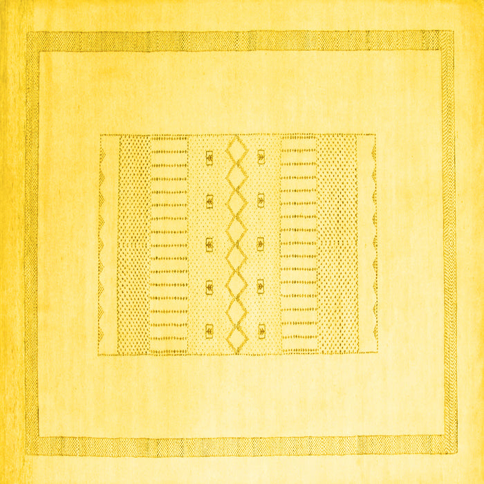 Square Solid Yellow Modern Rug, con603yw