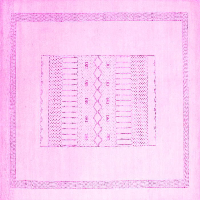 Square Machine Washable Solid Pink Modern Rug, wshcon603pnk