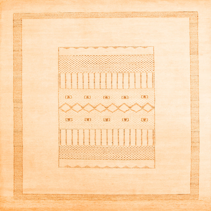 Round Machine Washable Solid Orange Modern Area Rugs, wshcon603org