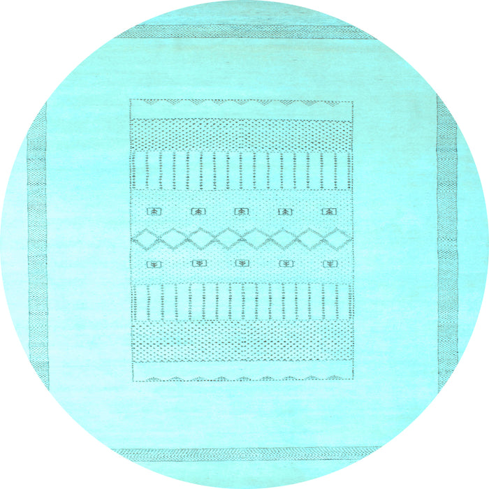 Round Machine Washable Solid Light Blue Modern Rug, wshcon603lblu