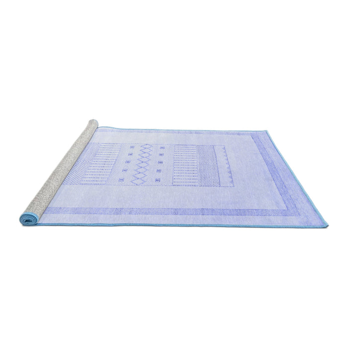 Sideview of Machine Washable Solid Blue Modern Rug, wshcon603blu