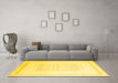 Machine Washable Solid Yellow Modern Rug in a Living Room, wshcon603yw