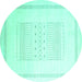 Round Machine Washable Solid Turquoise Modern Area Rugs, wshcon603turq