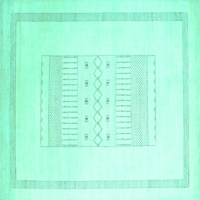 Square Solid Turquoise Modern Rug, con603turq