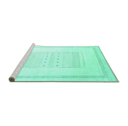 Sideview of Machine Washable Solid Turquoise Modern Area Rugs, wshcon603turq