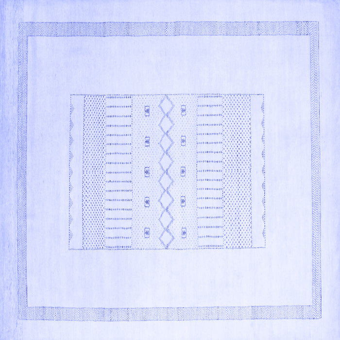 Square Machine Washable Solid Blue Modern Rug, wshcon603blu