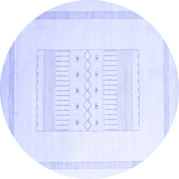 Round Machine Washable Solid Blue Modern Rug, wshcon603blu