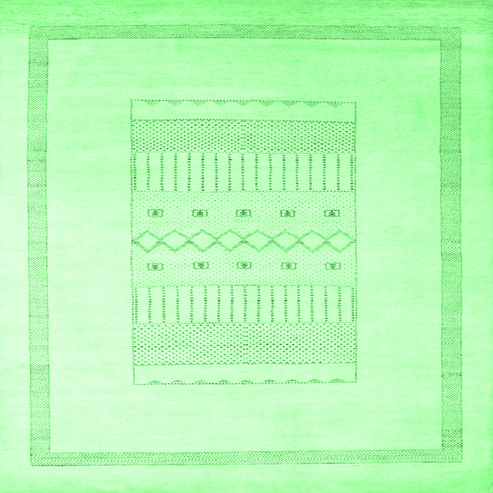 Square Machine Washable Solid Emerald Green Modern Area Rugs, wshcon603emgrn