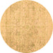 Round Abstract Brown Contemporary Rug, con604brn