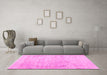 Machine Washable Abstract Pink Contemporary Rug in a Living Room, wshcon604pnk