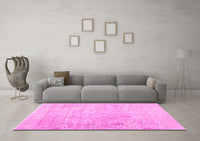 Machine Washable Abstract Pink Contemporary Rug, wshcon604pnk