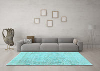 Machine Washable Abstract Light Blue Contemporary Rug, wshcon604lblu
